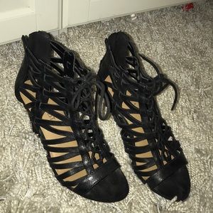 Black sexy wedges